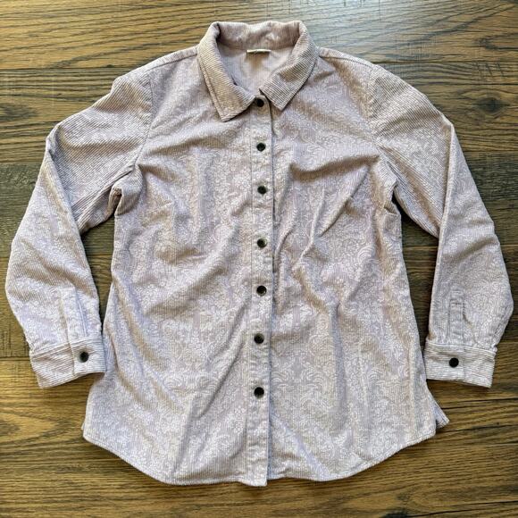 J.Jill Women’s M Button Front Corduroy Shirt Light Purple Textured Long Sleeve - Picture 1 of 8